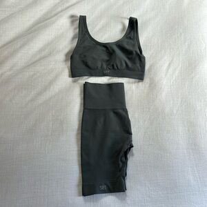 SET Active Gray Bike Shorts and Bra Set